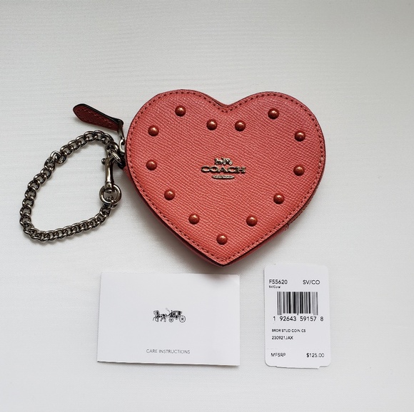 NWT Coach Heart Stud Coinpurse - Picture 3 of 5